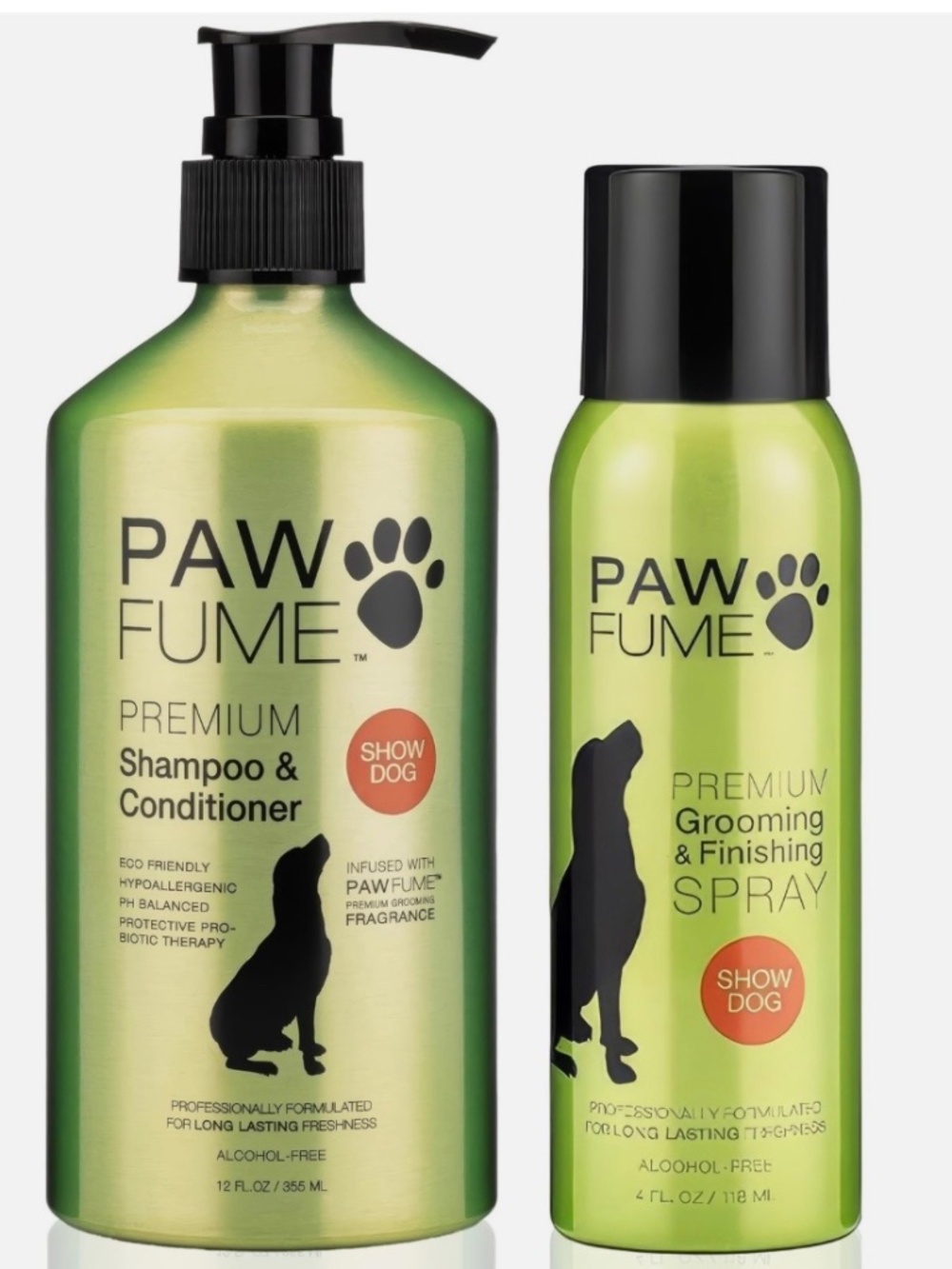 NIP Paw Fume Premium Shampoo/Conditioner 12oz + Grooming Spray 4oz